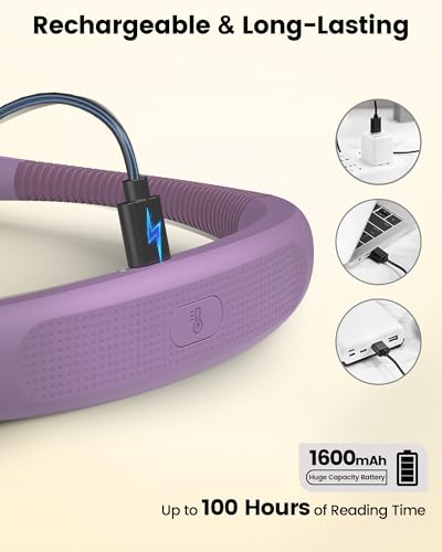 Image of Glocusent Bendable Neck Light, 100 Hours Reading Light for Book Lover Gifts | Hands-Free, Knitting, Crafting, Repairing, 5-Color, Stepless Dimming, Ergonomic, Rechargeable, Eye Care, Sleep Aid, Traveling