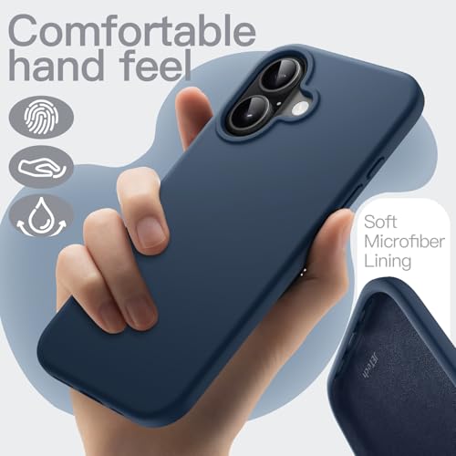 Image of JETech Liquid Silicone Case for iPhone 17 6.3-Inch, Silky Soft Touch Full-Body Protection, Anti-Scratch Shockproof Phone Cover with Microfiber Lining (Navy Blue)
