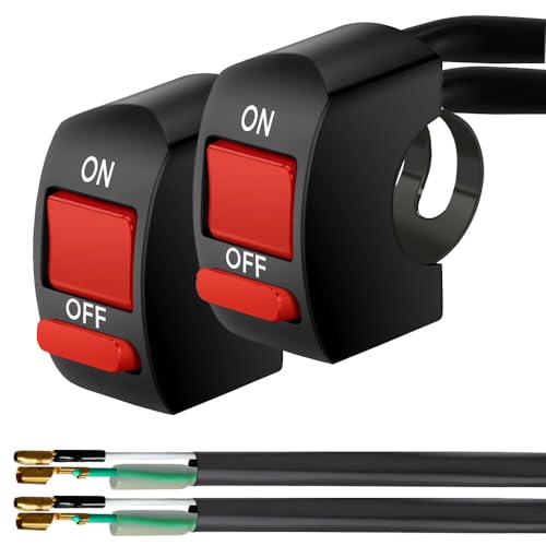 Gebildet 2pcs 22mm Interrupteur de Guidon,Commutateur de Guidon de Moto Démarreur Electrique Etanche Universel LED Phare on/Off