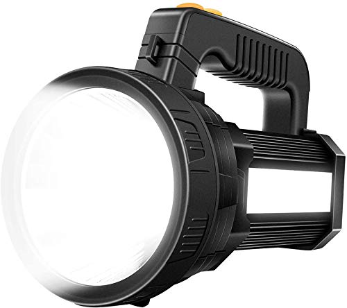 YBQZ Bright Rechargeable Searchlight Handheld LED Flashlight Tactical Spotlight 6000 Lumens Ultra-long Standby Electric Torch with USB OUTPUT as a Power Bank (Black)
