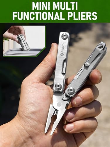 BIBURY Mini multitool tang met onzichtbare pincet, 10-in-1 EDC multitool met glasbreker, rugclip, gordelsnijder voor buiten, kamperen, vissen, outdoor mini-gereedschap, ideaal cadeau voor vrouwen en - Afbeelding 4