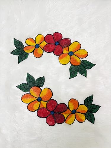 Image of Corner Design Readymade Rangoli Patch - 23 CM x 10 CM - Decorative Patch for Pooja Chaurang, Mandir Corners, and Festival Decor - Reusable, Easy to Use, Traditional Design