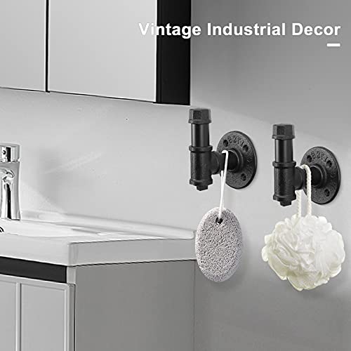 Nearmoon 3 Packs Bathroom Robe And Towel Hooks For Hanging, Rustic Style Vintage Industrial Pipe Wall Mounted Hooks, Heavy Duty Diy Hardware Coat Hook For Bathroom, Kitchen (3 Inch) #TOP3