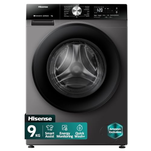 Hisense WF3S9043BT 3S Series 9 Kg Washing Machine with Inverter Motor Smart WiFi 1400 RPM 15 Programs Auto Wash Titanium Grey
