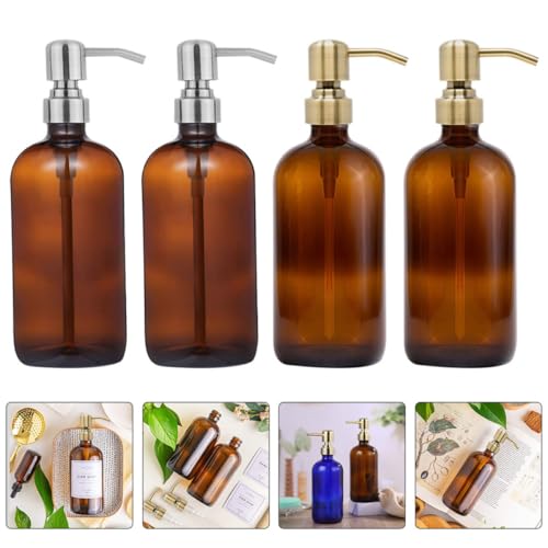 Botellas de vidrio de 500ml con bomba dosificadora resistente para champú 8