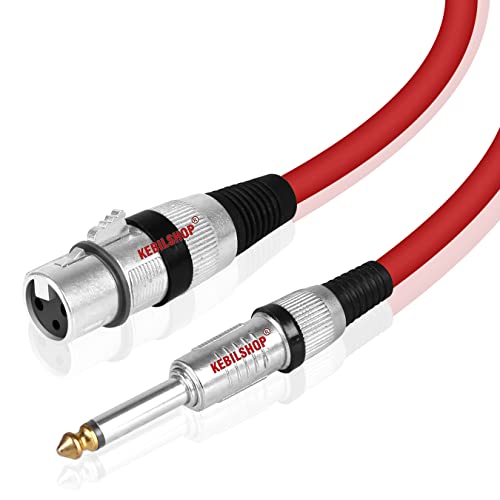 Image of Microphone Cable 3 Pin XLR Female to 1 /4 inch TS 6.35 mm Male 5 Meter /16 Feet, TRS to XLR Female Cable For Dynamic Microphone,Amplifier... (RED)