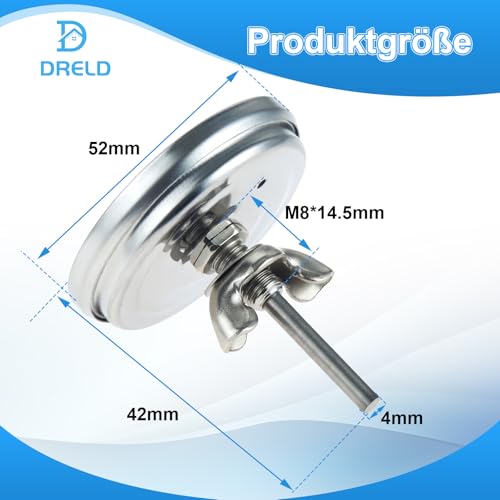 DRELD Edelstahl Grill Thermometer Analog BBQ Thermometer, Röstthermometer, 10-400℃/50-800 ℉ Gasgrillthermometer für alle Holzkohlegrill, Grills, Ofen, Smoker, Räucherofen, Backofen und Grillwagen