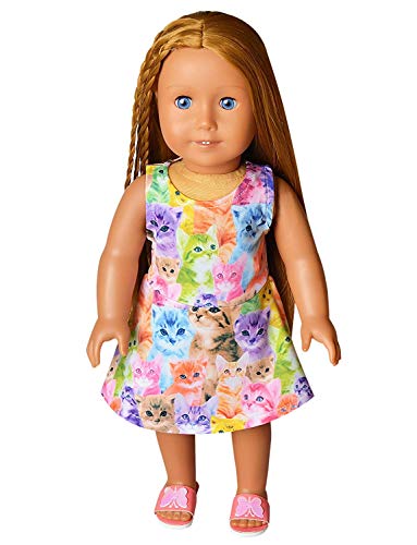 Image of Jxstar Matching Girls & Doll Flower Dresses Sleeveless Summer 18 inch Dolls Clothes