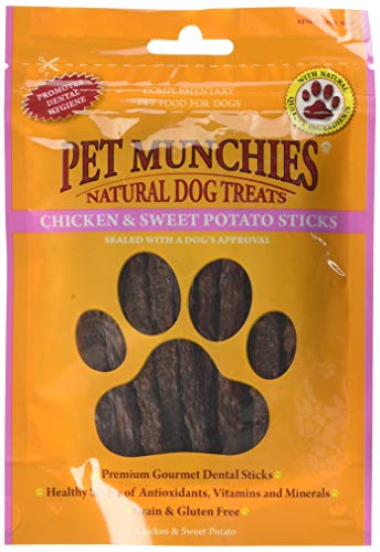 Pet Munchies - Sticks dentales 100% naturales de pollo y boniato para perros (90g) (Variado)