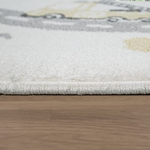 TT Home Nursery Area Rug Kids Rug For Bedroom Girls Boys Modern Rainbow Cloud Rug Animal Motif Colourful, colour:Cream3, Size:120x160 cm