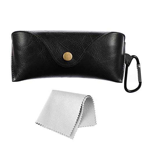 Hifot Funda Gafas Cuero con toallitas Limpia Gafas, PU Cuero Suaves Viaje...