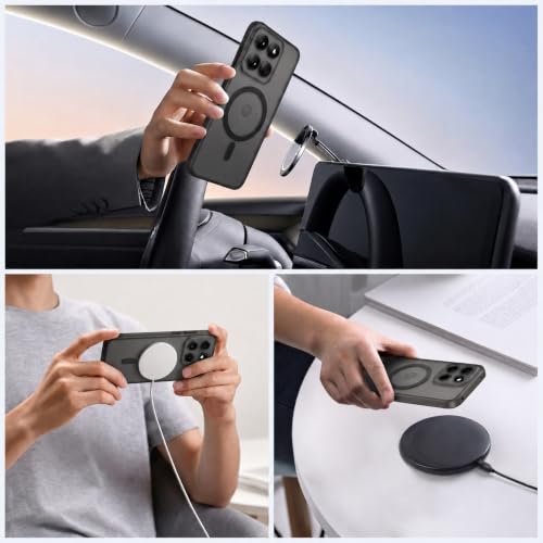 Image of DIZORO Matte Case for Motorola Edge 70 Fusion Compatible with MagSafe, Camera Lens Full Protection, Shockproof Translucent Frosted TPU Soft Phone Cover, Anti-Fingerprint (Black)