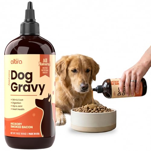 Altira Everyday Dog Gravy - Hickory Bacon | Wet Dog Food Topper for Dry and Wet Food with Glucosamine MSM Bone Broth Omega 3 Probiotics & Taurine | Picky Eaters Hip & Joint Support | 16 oz