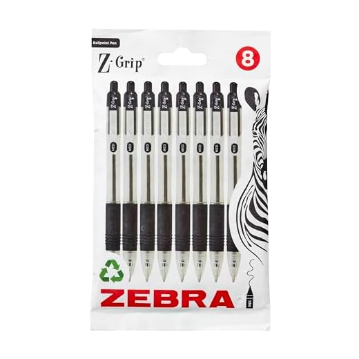 Zebra Pen Z Grip - Bolígrafos negros con clip de bolsillo, 8 unidades, bolígrafos retráctiles de tinta negra, bolígrafos Biro negros fiables para uso diario, paquete de 8 unidades