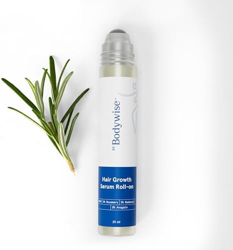 Be Bodywise Rosemary Hair Growth Serum Roll On 25 ml – 3% Rosemary, 3% Redensyl & 2% Anagain | DHT-Blocking Scalp Serum Boosts Oxygen Flow, Reduces Hair Fall | Paraben/Sulfate-Free | Women & Men