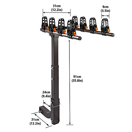 ZESUPER 4-Bike Rack Heavy Duty Bicycle Carrier for Cars, SUVS, Trucks, Vans and Minivans with a 2\'\' Hitch Receiver Rack Hitch Mount - Thumbnail 6