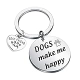 ❥ Hundepfoten-Schmuckgeschenk ❥ Doggy Gifts Dackel Liebhaber Geschenke für den Hund beste Freundin Schlüsselanhänger mit Gravur - Dogs Make Me Happy. Hunde können sprechen, sie werden mit denen sprechen, die zuhören können, sie begleiten uns, genießen die Schönheit des Lebens mit uns und machen den Lebensrhythmus angenehmer. Dies ist das beste Geschenk für Hundeliebhaber.