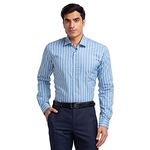 Image of Park Avenue Men's Pure Cotton Stripe Pattern Slim Fit Ainsley Collar Full Sleeve Formal Shirt