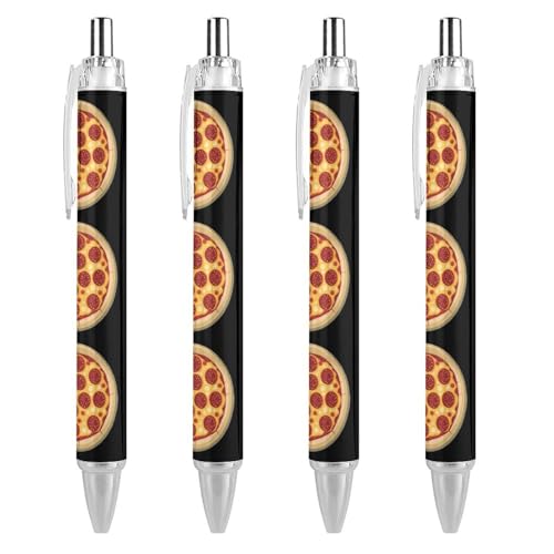 Bolígrafo retráctil contra el aburrimiento en la oficina, tinta azul de pizza, 4 uds