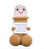 IYOOCSS Emotional Support Plushies Positive Crochet Animal with Positive Messages, Fun Things Gag Weird Stuff Gifts for Men Friends, Boyfriends, Husband Adult(Brown Doll-1pcs)