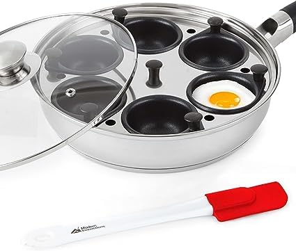 DhadhEgg Poacher Pan Nonstick Poached Egg Maker, Stainless Steel Egg Poaching Pan, Poached Eggs Cooker Food Grade Safe