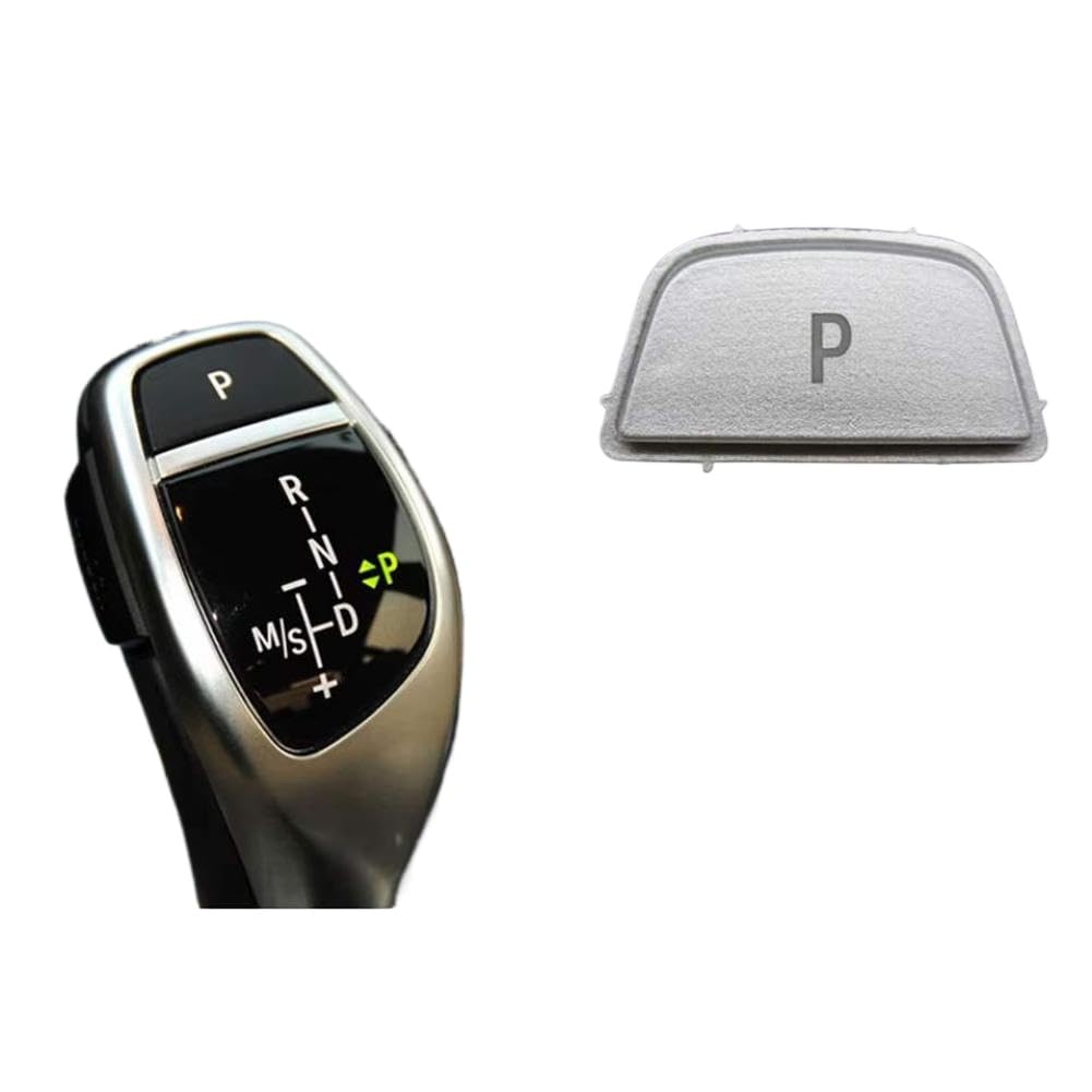 VJSlwpi Car Gear Lever Auto Parking Button Letter P Compatible with F20 F22 F30 F34 F36 F32 F33 F10 F06 F12 F13 F25 F26 F02 F07 F15 F16(Silver)