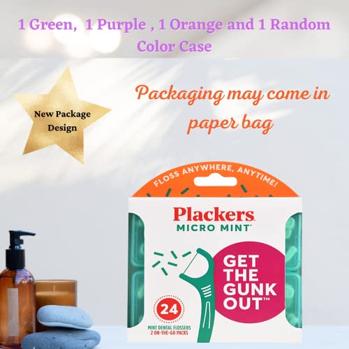 Plackers Micro 12 Count Flosser With Travel Case, Mint, 4-Pack #TOP1