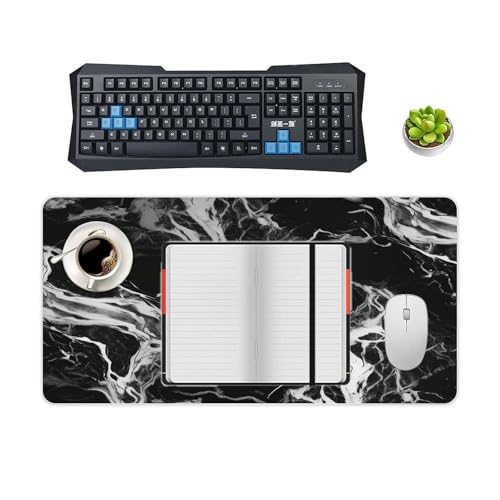 Mouse Pad de Escritorio Mármol Blanco y Negro 60x30 cm miniatura 4