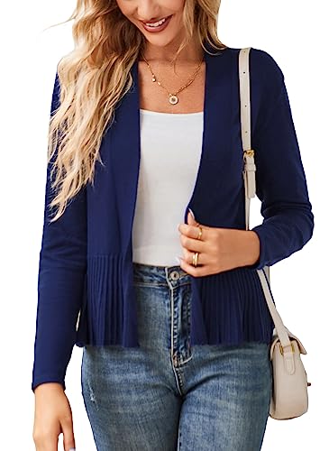 Image of GRACE KARIN Women's Lightweight Peplum Cardigan Sweaters Open Front Cropped Cardigan Long Sleeve Trendy Summer Knit Tops