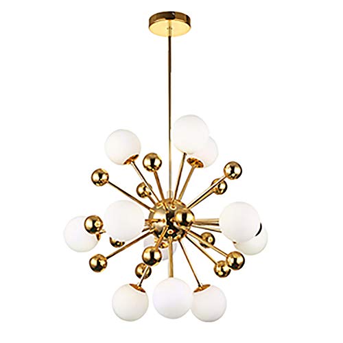 Chandelier de pissenlit en or enrichi au design aerien unique