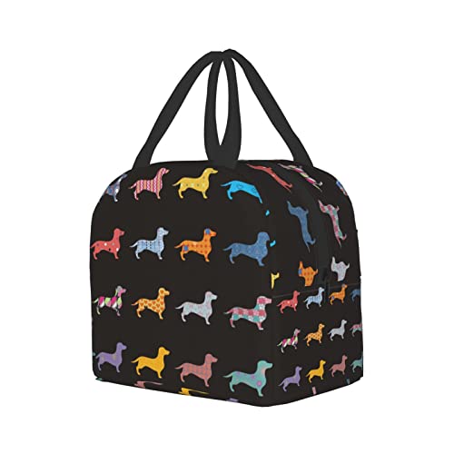 Hitamus Dachshund Dog Insulated Lunch Bag for Women Reusable Lunch Box with Front Pocket Leakproof Cooler Tote Bag for Office Picnic Travel - Image 2