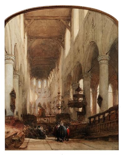 Toile Pieterskerk Leyden Johannes Bosboom 60x90cm de style abstrait pour le salon