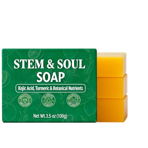 Stem and Soul Soap Upgraded Stem & Soul Turmeric Lemon Soap Bar For Dark Spots Support Nourishes And Clarifies Help Cleaning Facial And Body Skin And Suitable Dry And Oily Skin. (3 Pcs)