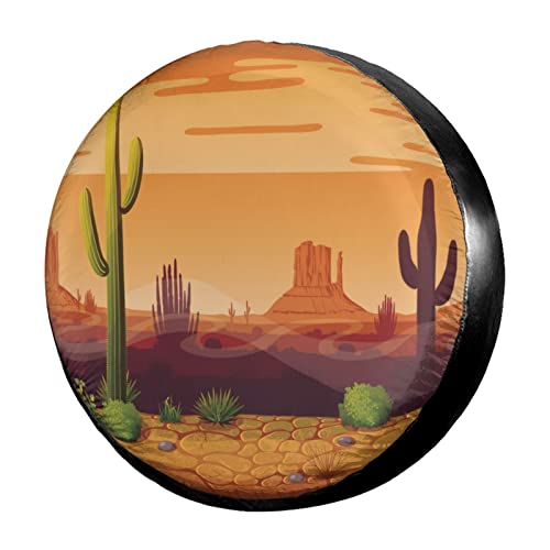 Image of Desert Cactus Spare Tire Cover Dust-Proof Wheel Tire Cover Fit Trailer, RV, SUV and Many Vehicle 14 Inch