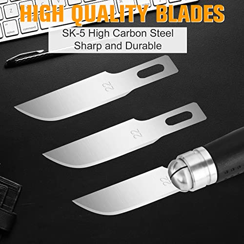 Jetmore 100 Pack Hobby Blades Set #22 Craft Knife Blades Refill Hobby Knife Replacement Blades With Storage Box For Art And Craft Scrapbooking Supplies Caving Stencil #TOP2