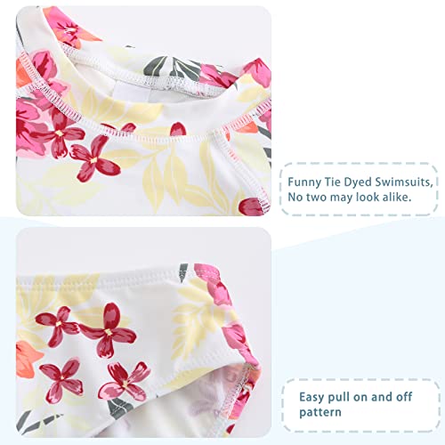 Image of Girls Long Sleeve Rash Guard Set Tie Dye Bathing Suits Two Piece Swimsuits for Kids Swim Shirts 3-16 Years
