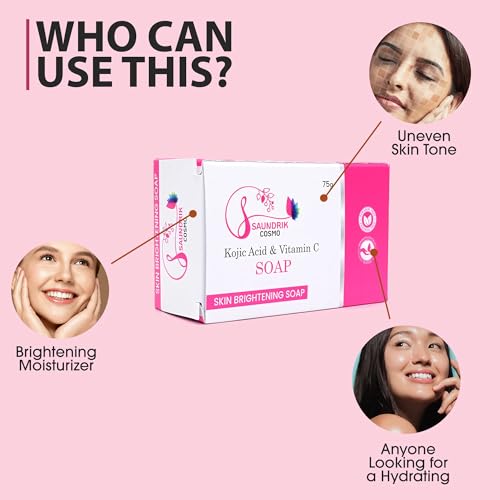 Image of Kojic Acid & Vitamin C Soap with Vitamin C & Glycerine | Hydrates & Nourishes Skin | Brightens & Evens Skin Tone | Gentle Formula for Daily Use | For Face & Body