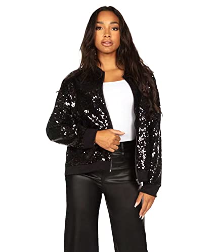 Tipsy Elves Sequin Bomber Jackets for Women - Shiny Sequined Women’s Jackets - Holiday Coats for Parties and Gatherings