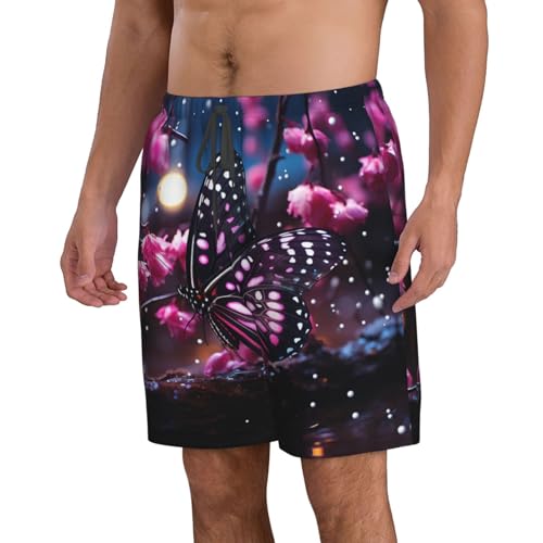 Floral Butterfly Print Mens Casual Shorts Drawstring Summer Beach Stretch Shorts Novelty Swimtrunks2