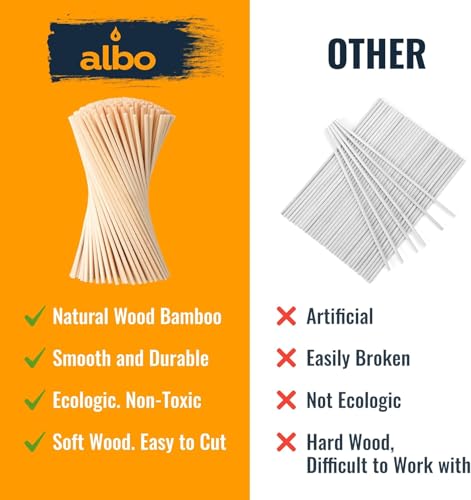 image for ALBO Bamboo Wooden Dowel Rods 100 PCS 1/4