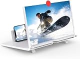 16' Screen Magnifier,3D HD Mobile Phone Magnifier Projector Screen Enlarger for Movies, Videos, and Gaming,Foldable Cell Phone Stand with Screen Amplifier,Supports All Smartphones (White 16inch)