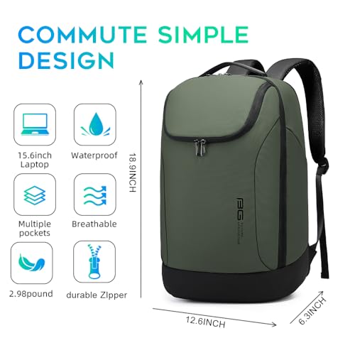 Image of BANGE Business Commute Backpack Waterproof fit 15.6 Inch adopt in Commute,Travel Durable Backpack (Green)