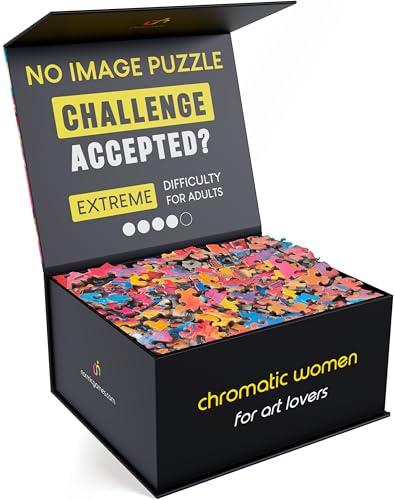 Normic - No Image Puzzle 1000 Irregular Pieces Extreme Difficult Jigsaw Challenge Adults Hardest Puzzle No Guide Ultimate Brain Teaser Extreme Level Chromatic Women Mystery Unique Gift