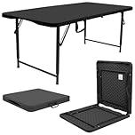 Harbour Housewares Rectangle Folding Trestle Table - 120cm (4ft) - Black - Height Adjustable Outdoor Folding Table for Picnic, BBQ, Garden, Camping, Wedding