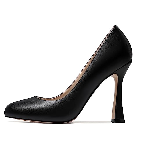 SKYSTERRY Womens Round Toe Casual Office Matte Slip On Spool High Heel Pumps Shoes 4 Inch2