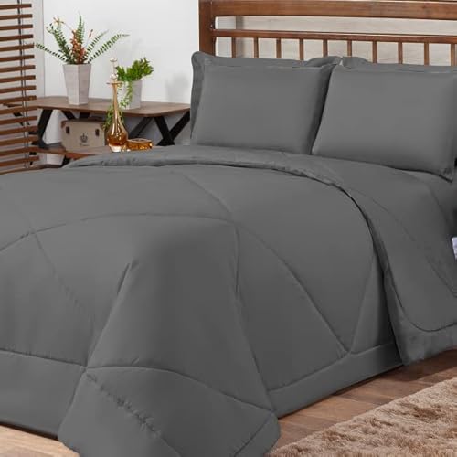 Kit Edredom Casal Queen 3 Peças Margarida Cama Box Cor:Cinza