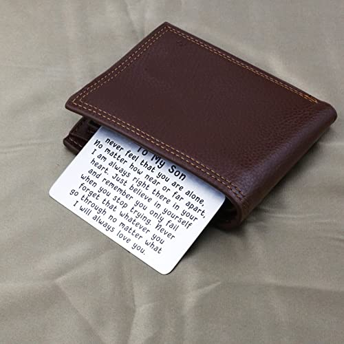 To My Son Engraved Wallet Card Gifts for Son from Mom Inserts with Inspirational Quotes Card Graduation Gifts for Son (To My Son Card S)3