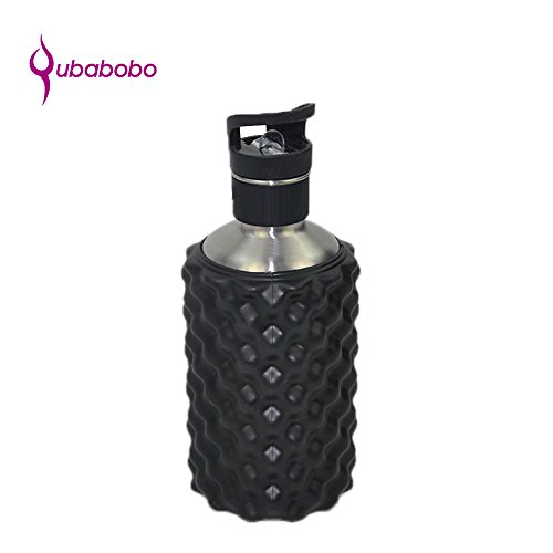 QUBABOBO - Botella Deportiva de Acero Inoxidable para Gimnasio o Yoga, respetuosa con el Medio Ambiente, de Alto Rendimiento, para Masaje, Color Negro, Tamaño 1200ml