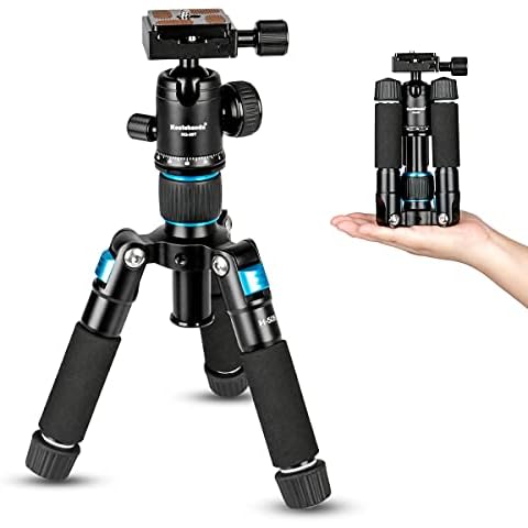 Koolehaoda Portable Mini Tripod Aluminum Alloy Tabletop Tripod Height 20 inch / 51cm with 360 Degree Ball Head and Bag for DSLR Camera, Video Camcorder.Load up to 11lbs / 5kg - (Blue) Cover