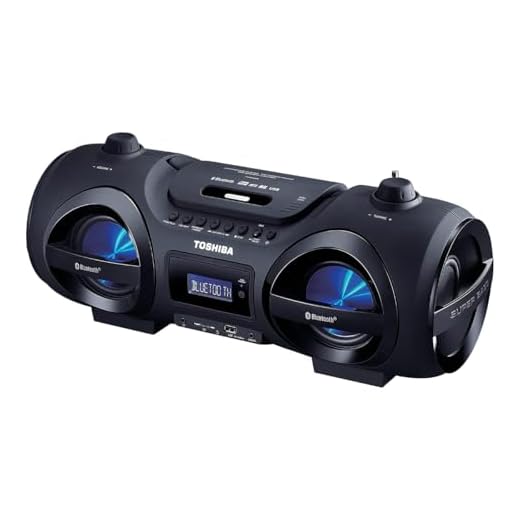 Toshiba Wireless Bluetooth Boombox Speaker: Portable CD Boom Box with FM Radio, Remote & LED Lights